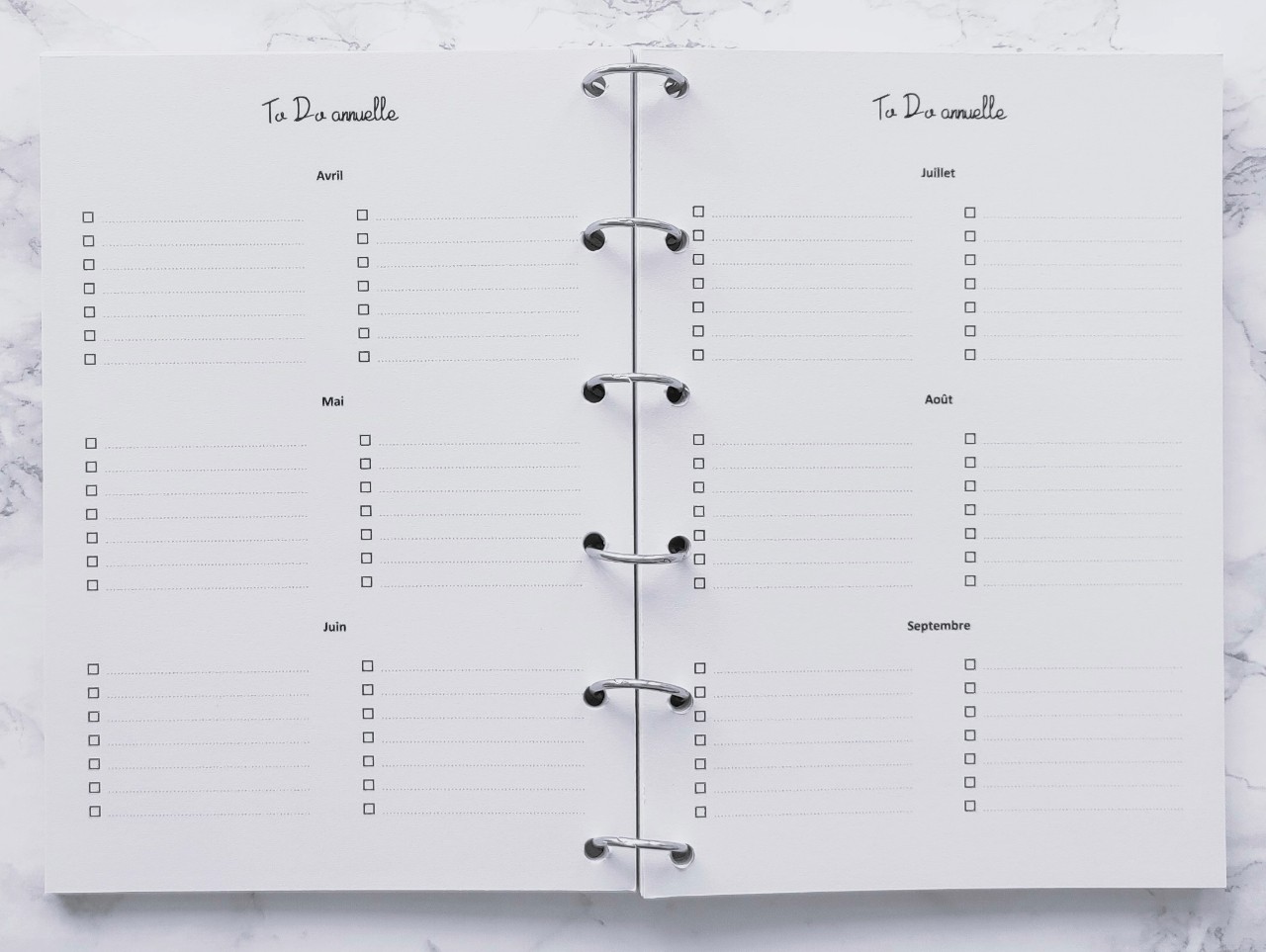 To Do sur 12 mois - A6