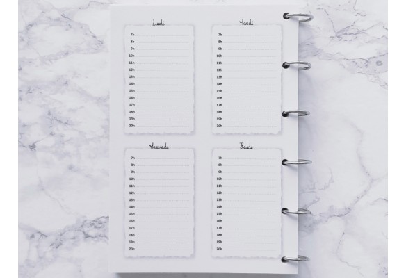 Semaine type avec les heures - A5