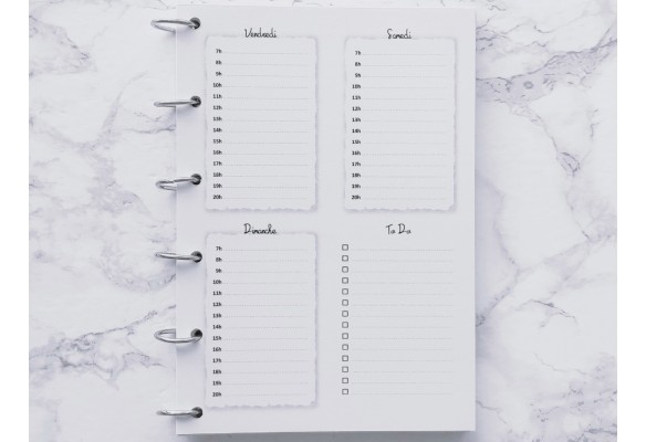 Semaine type avec les heures - A5