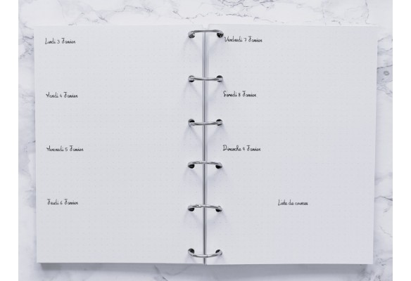 Agenda hebdomadaire cuisine - Bujo
