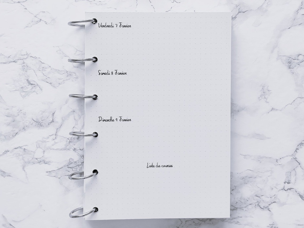 Agenda hebdomadaire cuisine - Bujo