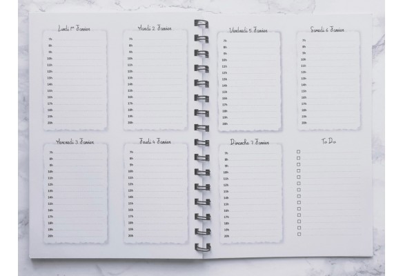 Agenda Hebdomadaire avec les heures - L'Essentiel