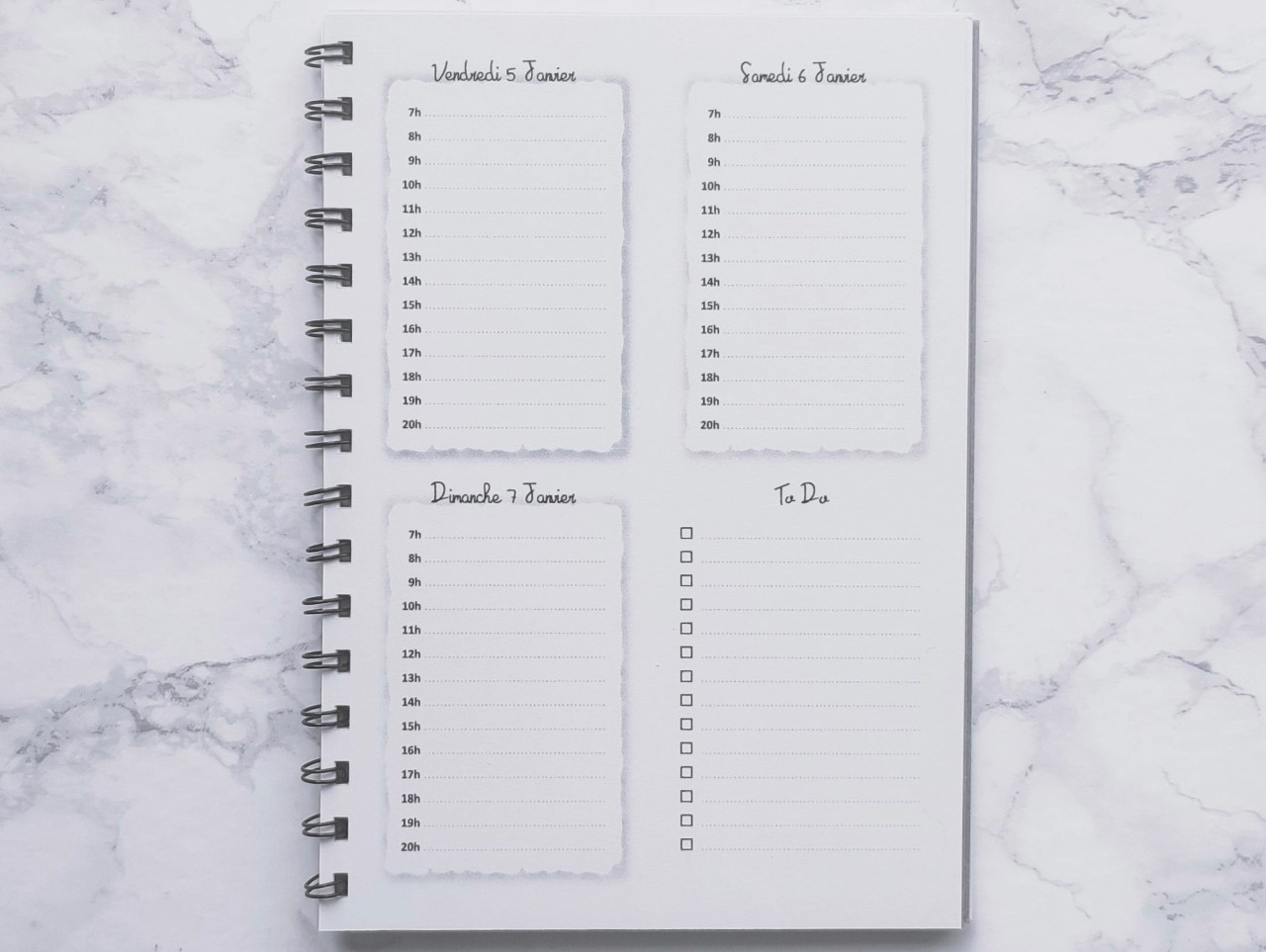 Agenda Hebdomadaire avec les heures - L'Essentiel