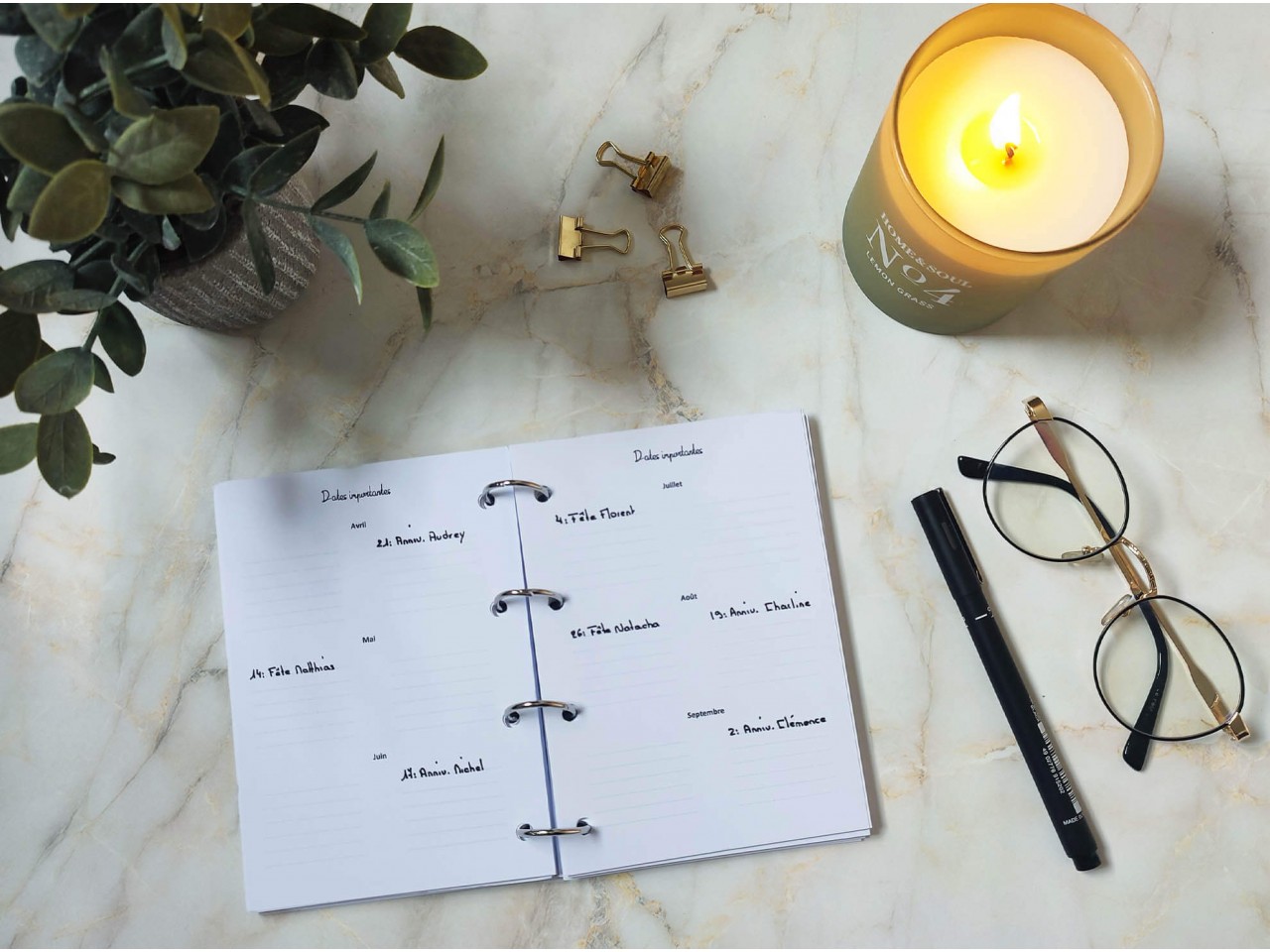 Carnet et agenda sur-mesure A6 - Anneaux de reliure